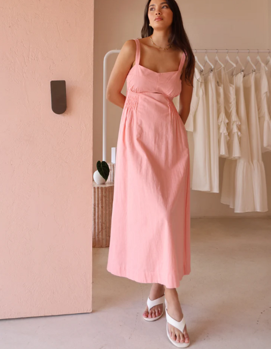 Mon Renn Sunlight Midi Dress in Blush Pink
